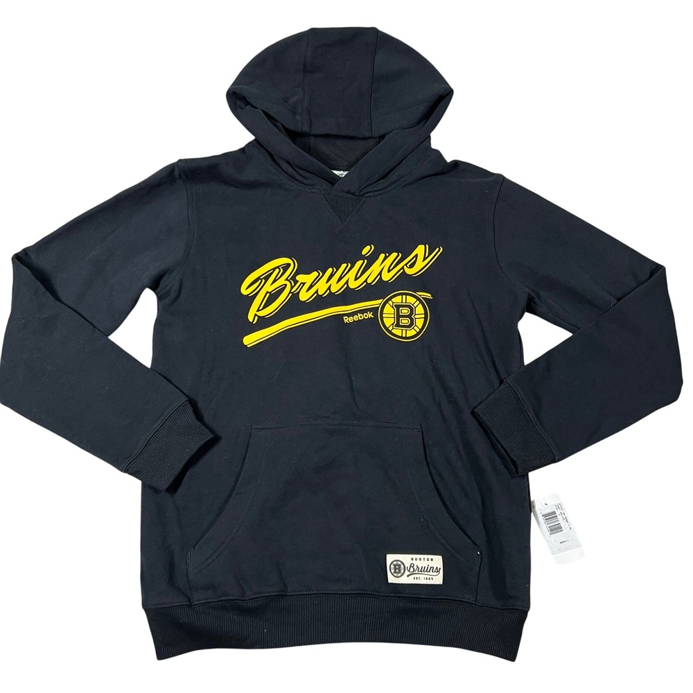 Reebok Boston Bruins Youth Medium 10/12 Hoodie Black NHL Hockey Sweatshirt
